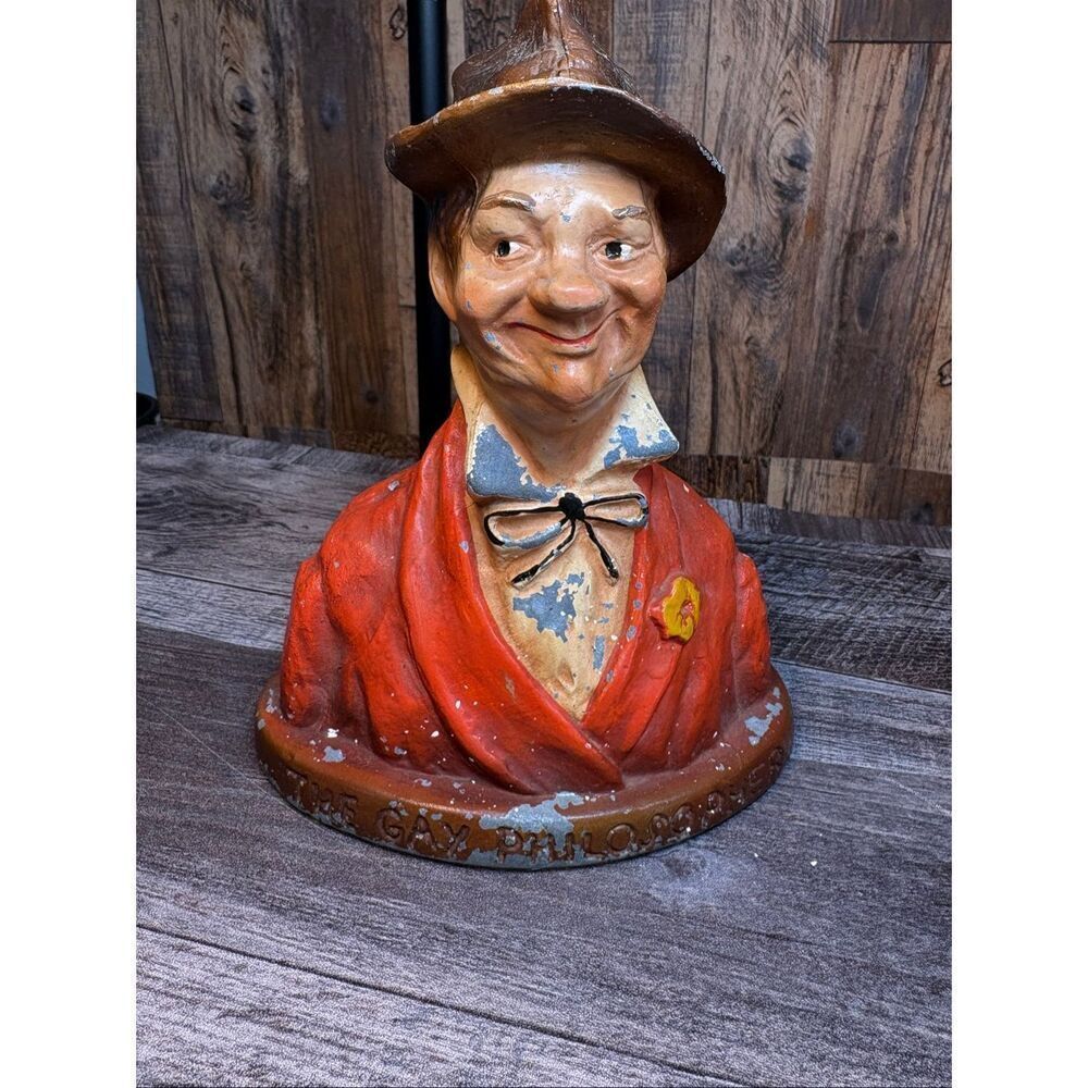 Vintage H E Gay Philadelphia Co Advertising Chalkware Bust Figure